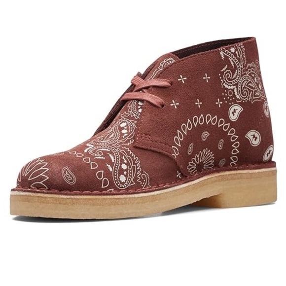 CLARKS Original Paisley Boho Desert Boot in Brick Red - Picture 1 of 8